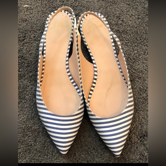 J. Crew women’s blue & white striped slingback sz 7 - Picture 3 of 5
